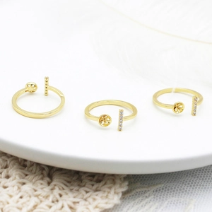 Adjustable 18K gold plated brass ring base with pavé cubic zirconia and pearl mounting tray