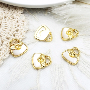 Support de Pendentif Mini Sac à Main en Cuivre Plaqué Or 18K Avec Motif Matelassé Pour Création de Bijoux DIY