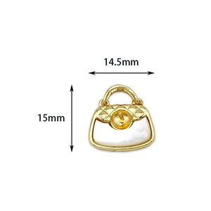 Pendentif sac à main plaqué or 18K avec nacre blanche pour création de bijoux DIY