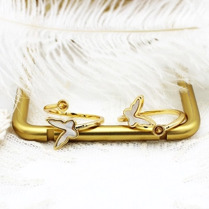 DIY 18K vergulde vlinderring zetting met wit schelpmoeder voor parelsieraden maken