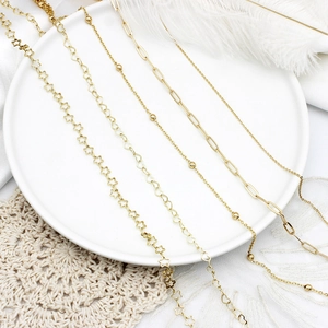 Set di catene fai-da-te in ottone placcato oro 18K con maglie a cuore e stella