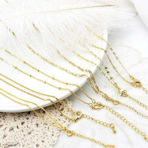 18K Verguld Koperen Ketting voor DIY Sieraden Maken Accessoires Roestvrij Stalen Box Curb Water Wave Schakelkettingen Verlengketting Karabijnsluiting voor Vrouwen
