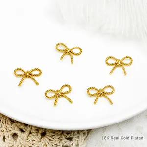 Minimalistische Koperen Strik Hanger DIY Sieraden Accessoires Goud Kleur Verguld Gedraaide Textuur Strik Voor Sieraden Maken