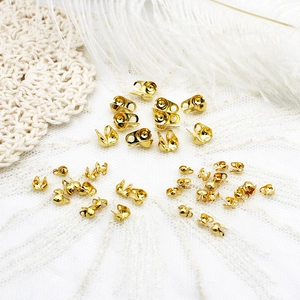 DIY jewelry 18K gold plated brass bead caps and clamshell crimp covers for necklaces