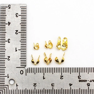 18K gold plated brass clam shell bead covers in three sizes for DIY jewelry making