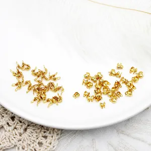 18K Verguld Koperen Kalotten Kralenkapjes Schelpvormige Knijpkralen Covers DIY Sieraden Maken Benodigdheden Accessoires