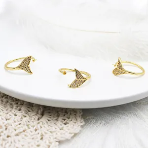 Kupfer 18K Vergoldet Mikro-Eingelegt Blatt Design Verstellbarer Ring Mit Perlenhalter Halbzeug DIY Schmuckzubehör