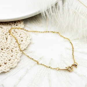 18K gold plated copper box chain bracelet with adjustable bead and spring clasp