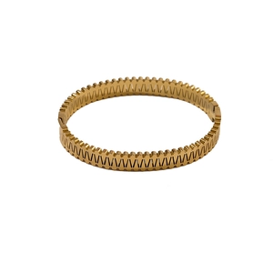 Bracciale classico in acciaio inossidabile placcato oro 18K con zircone e cerniera