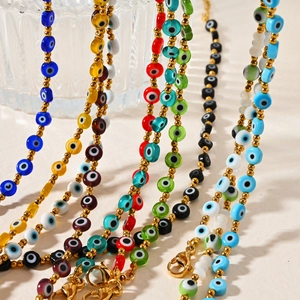 Klassieke Evil Eye enkelbandjes van roestvrij staal met kleurrijke kralen van hars