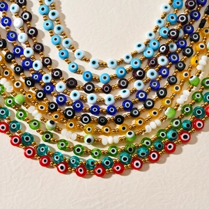Klassieke Evil Eye enkelbandjes met gekleurde kralen en roestvrij staal