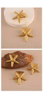 Detailed view of golden starfish hair comb showing textured finish and 5-tooth structure