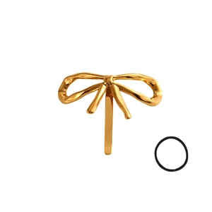 Classic 18K gold plated dragonfly hair cuff with black elastic hair tie set