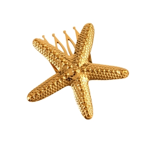 Elegant gold starfish hair comb with textured metallic finish and four teeth clip