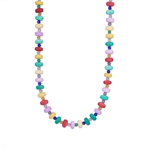 Collier bohème fait main avec perles en pierre naturelle colorées et design ethnique