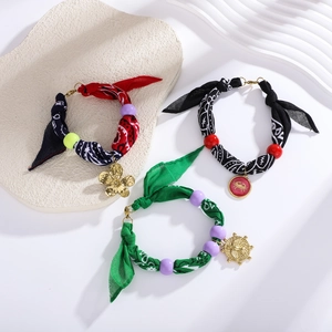Ethnic style fabric anklets with colorful beads and various metal charms and pendants