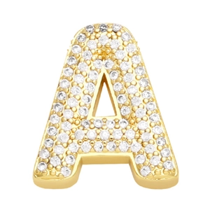 Goldene Zirkonia-Halskette mit A-Buchstaben-Anhänger und funkelnder Pavé-Fassung