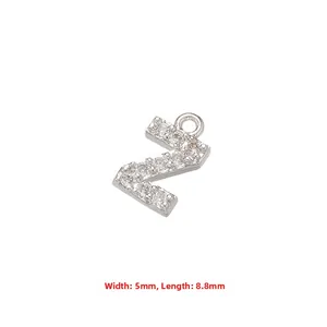 Macro shot of micro-paved zircon letter Z pendant charm for DIY jewelry crafting