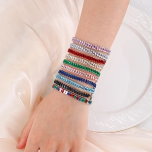 Fashionable tennis bracelet with rectangular baguette cubic zirconia in various colors