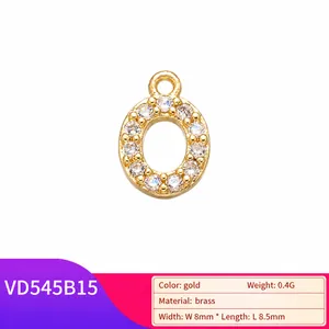 Macro view of a gold-plated brass charm with cubic zirconia for DIY jewelry making