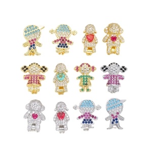 Set mit 12 Zirkon-Jungen- und Mädchen-Anhängern für Edelstahl-Uhrenarmbänder