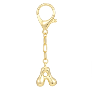 Portachiavi lettera A a bolla in oro 18K con design a nuvola rotonda e chiusura a moschettone