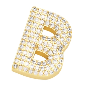 Goldener Anhänger Buchstabe B mit funkelnder Pavé-Fassung und Politur