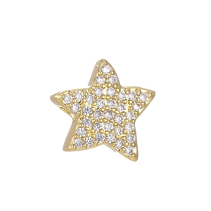 Detail of star-shaped 18k gold plated brass charm with micro-pave cubic zirconia