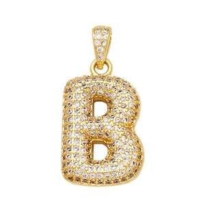 Pendentif lettre B en plaqué or 18 carats avec cristaux de zircone scintillants