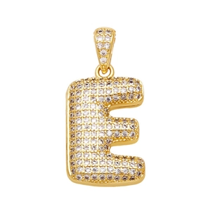Collier plaqué or 18 carats avec pendentif lettre E majuscule serti de zircons brillants