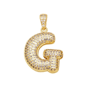 Pendentif lettre G plaqué or 18K serti de pierres de zircone cubique scintillantes