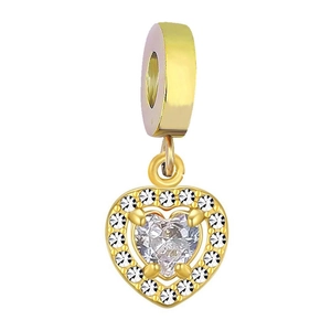 18K gold plated stainless steel heart pendant with sparkling pavé cubic zirconia