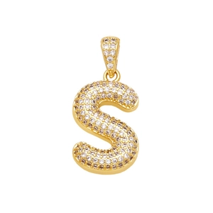 Collier plaqué or 18 carats avec pendentif lettre S étincelant serti de zircons