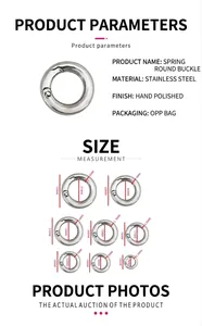 Tableau des tailles des anneaux ressorts en acier inoxydable de 12 mm à 35 mm