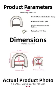 Detail of stainless steel D-ring buckle with removable screw bar for luggage accessories