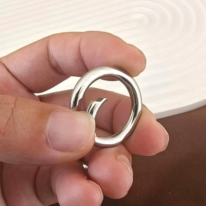 Polished silver stainless steel spring gate ring connector for bags and DIY crafts