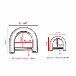 Polished stainless steel D-ring hardware in two sizes for bags and crafts accessories