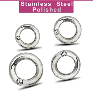 Polished Stainless Steel Spring O-Ring Buckle Silver Gold Metal Snap Hook For DIY Jewelry Keychain Bag Accessories