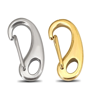 Polished stainless steel teardrop spring clasps in silver and gold for bags and keys