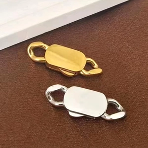 Polished gold and silver rectangular stainless steel Cuban chain clasps for jewelry