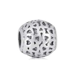 Polished stainless steel heart hollow bead with large hole for DIY bracelet and necklace