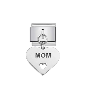 Maglia per bracciale modulare in acciaio inossidabile con ciondolo a cuore Mom