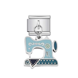 Charm modulare italiano con pendente a macchina da cucire in acciaio inossidabile