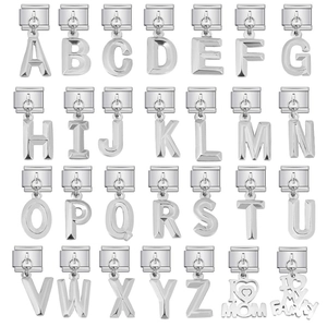 Stainless Steel Italian Charm Links For Bracelet DIY Jewelry Making Enamel Alphabet Letter Heart Charms For Women Unisex