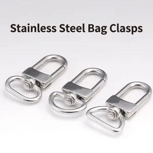 Polished stainless steel lobster claw swivel snap hooks for bags in three base styles