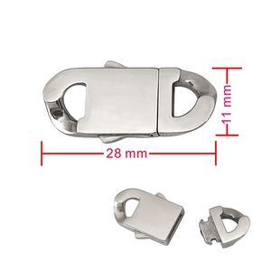 Polished 316 stainless steel rectangular clasp for Cuban chain bracelets, 28mm x 11mm