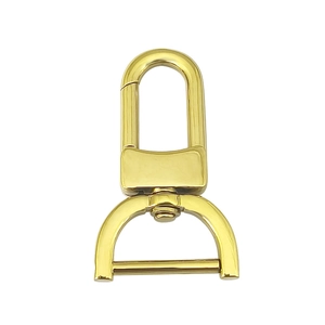 Polished 18K gold stainless steel swivel lobster clasp with D-ring for bags and belts