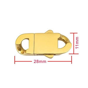Golden 316 stainless steel rectangle lobster clasp for DIY jewelry making 28mm length