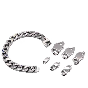 316 Stainless steel Cuban chain bracelet set with engraved links and clasp accessories