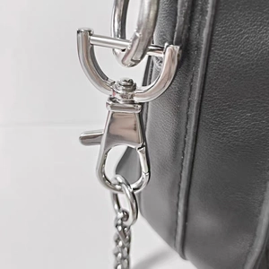Stainless steel swivel lobster clasp with black leather strap for car keys and bags